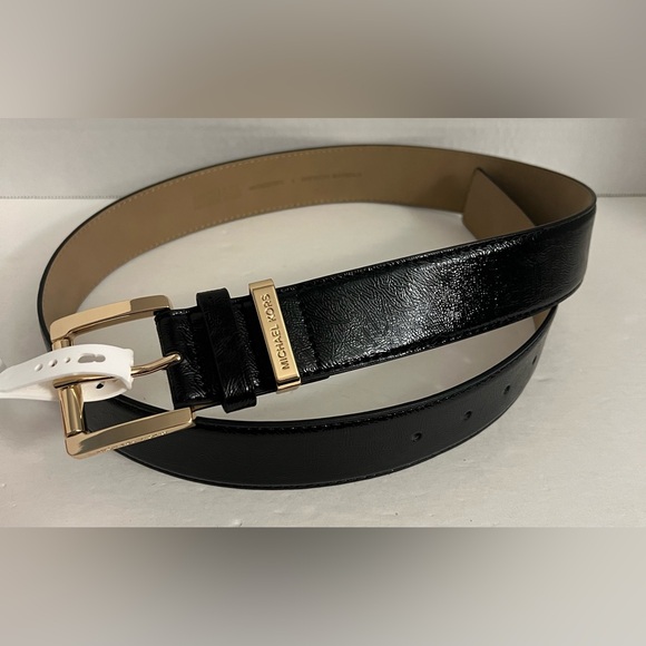 Michael Kors Black Belt with Gold Buckle Size Medium New - Picture 12 of 16